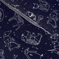 constellations // origami geometric animal astronomy stars night sky navy blue kids nursery baby print