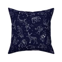 constellations // origami geometric animal astronomy stars night sky navy blue kids nursery baby print