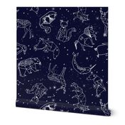 constellations // origami geometric animal astronomy stars night sky navy blue kids nursery baby print