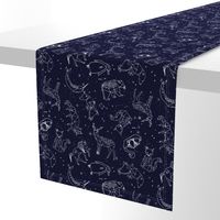 constellations // origami geometric animal astronomy stars night sky navy blue kids nursery baby print