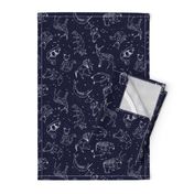 constellations // origami geometric animal astronomy stars night sky navy blue kids nursery baby print