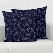 constellations // origami geometric animal astronomy stars night sky navy blue kids nursery baby print