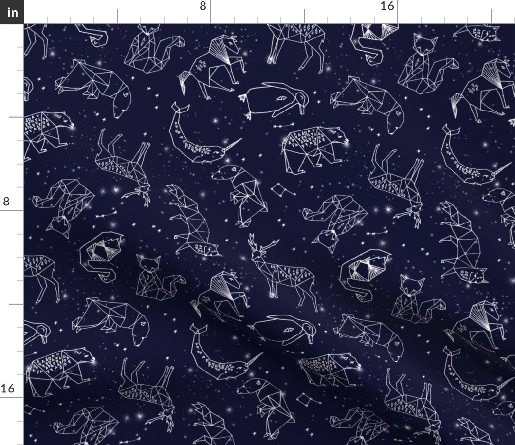 constellations // origami geometric animal astronomy stars night sky navy blue kids nursery baby print