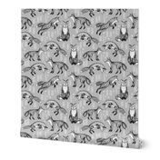 fox fabric // woodland forest hand-drawn illustration cute foxes for nursery baby kids prints