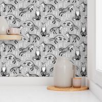 fox fabric // woodland forest hand-drawn illustration cute foxes for nursery baby kids prints