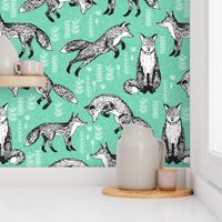 fox // woodland seafoam nursery baby kids forest 