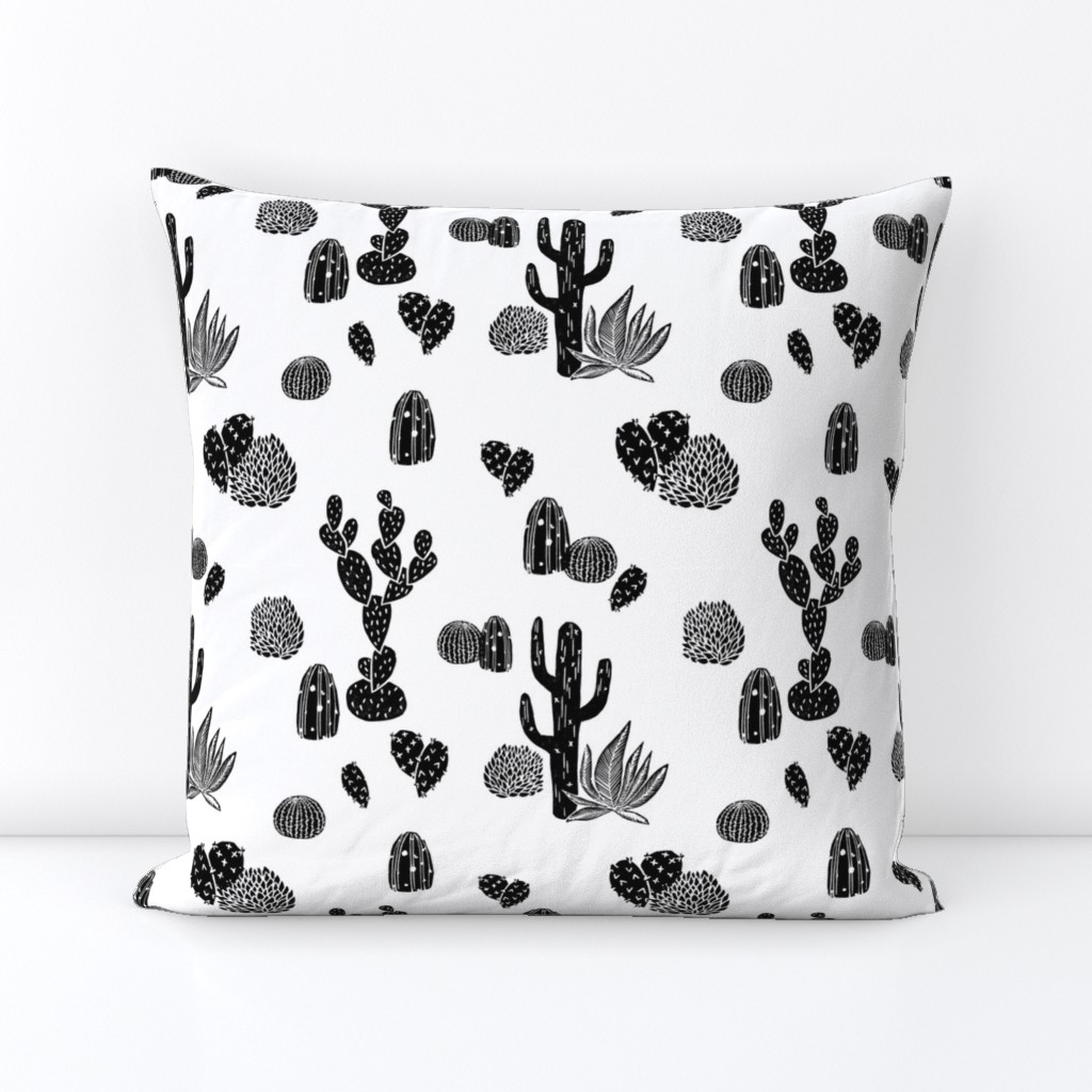 Cactus // black and white modern minimal desert baby nursery