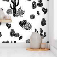 Cactus // black and white modern minimal desert baby nursery