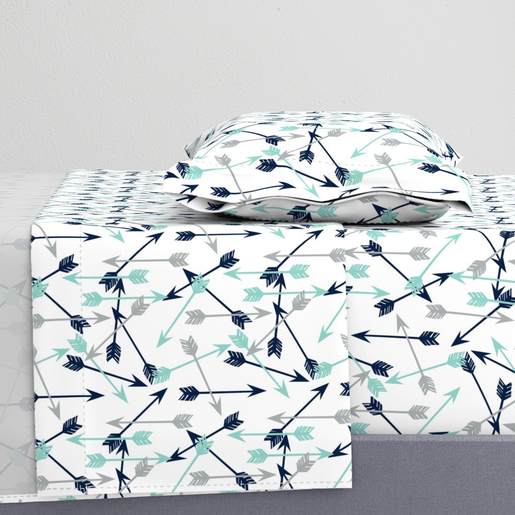 arrows scattered // dark navy mint grey charcoal boys southwest boys nursery baby boy print