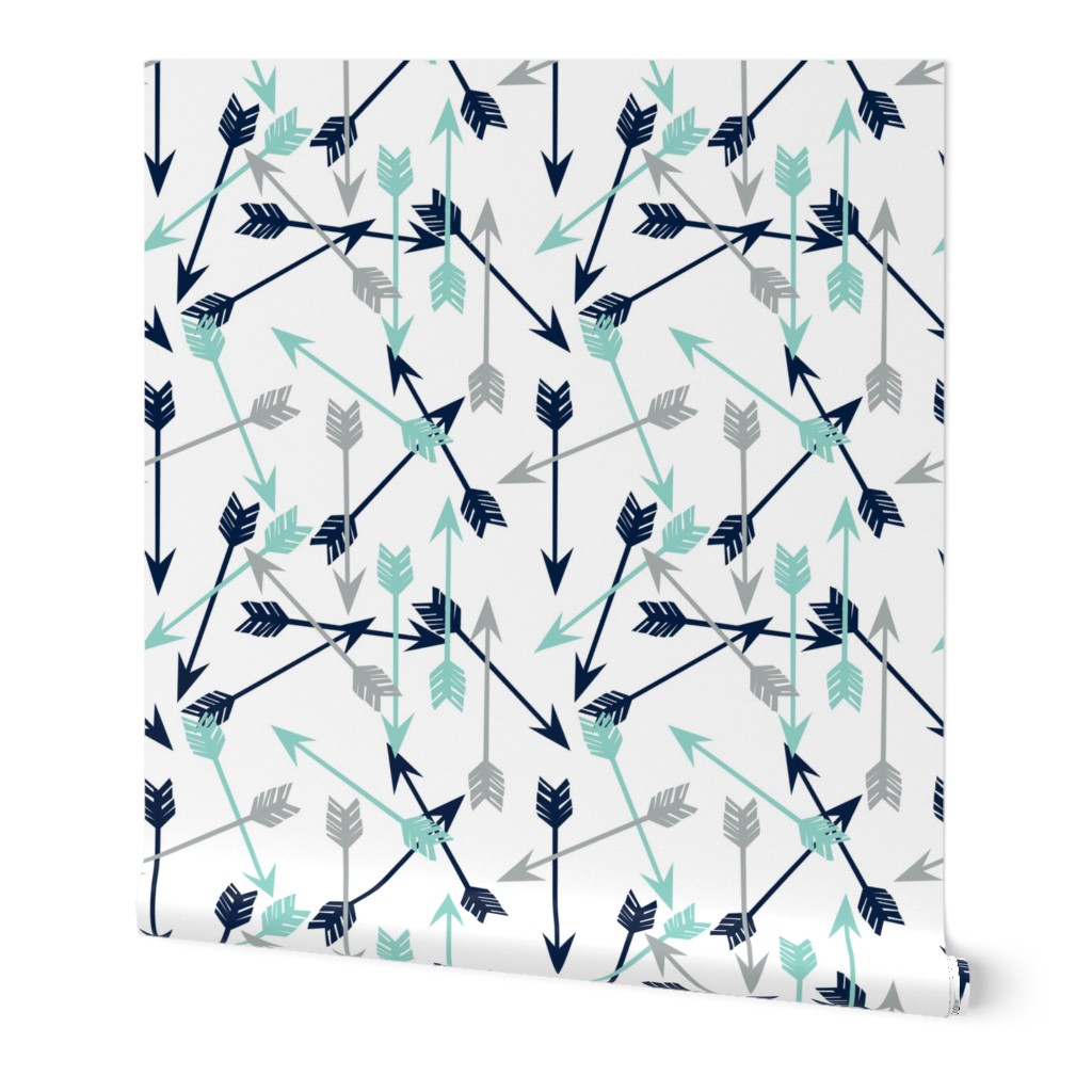 arrows scattered // dark navy mint grey charcoal boys southwest boys nursery baby boy print