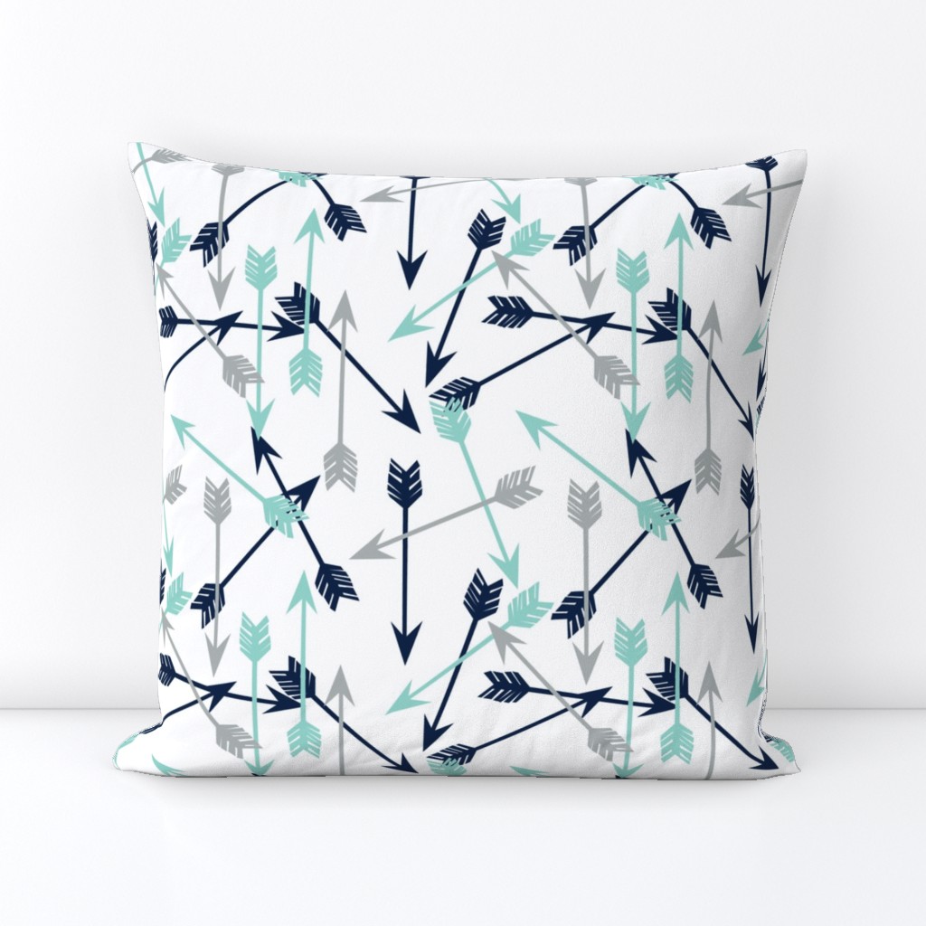 arrows scattered // dark navy mint grey charcoal boys southwest boys nursery baby boy print