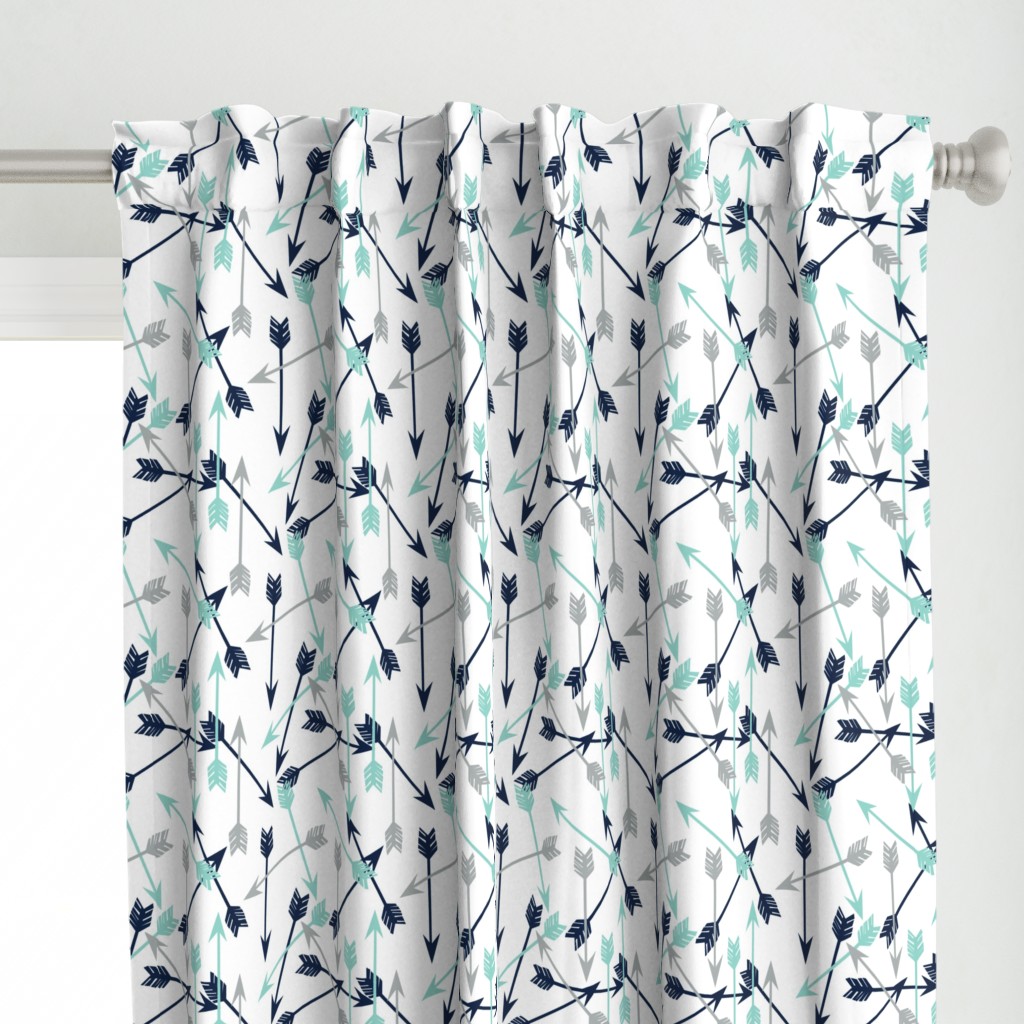 arrows scattered // dark navy mint grey charcoal boys southwest boys nursery baby boy print