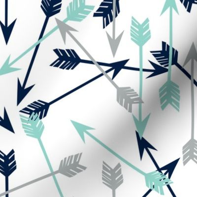 arrows scattered // dark navy mint grey charcoal boys southwest boys nursery baby boy print