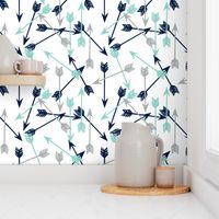 arrows scattered // dark navy mint grey charcoal boys southwest boys nursery baby boy print