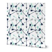 arrows scattered // dark navy mint grey charcoal boys southwest boys nursery baby boy print