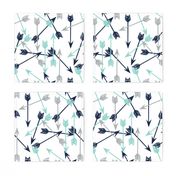 arrows scattered // dark navy mint grey charcoal boys southwest boys nursery baby boy print