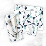 arrows scattered // dark navy mint grey charcoal boys southwest boys nursery baby boy print