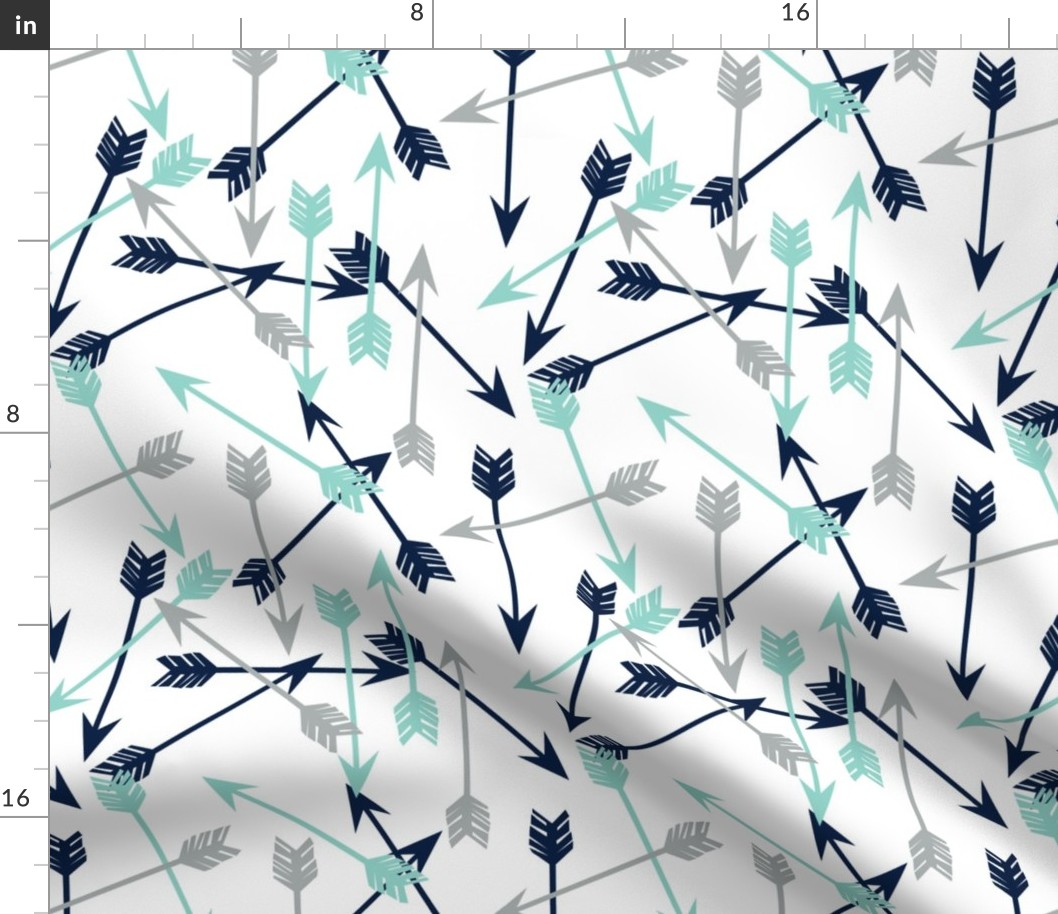 arrows scattered // dark navy mint grey charcoal boys southwest boys nursery baby boy print