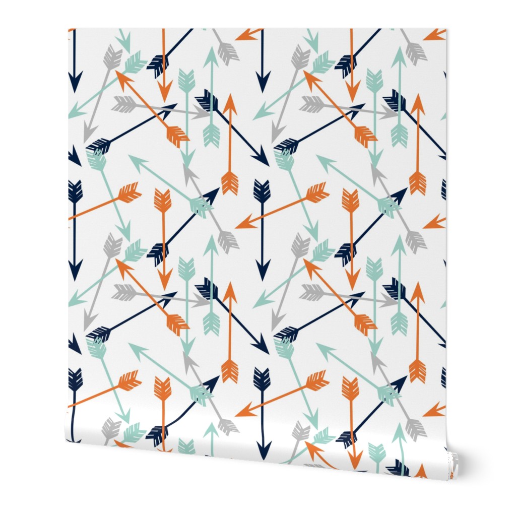 arrows scattered // orange mint grey navy boys print