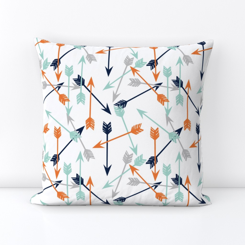 arrows scattered // orange mint grey navy boys print