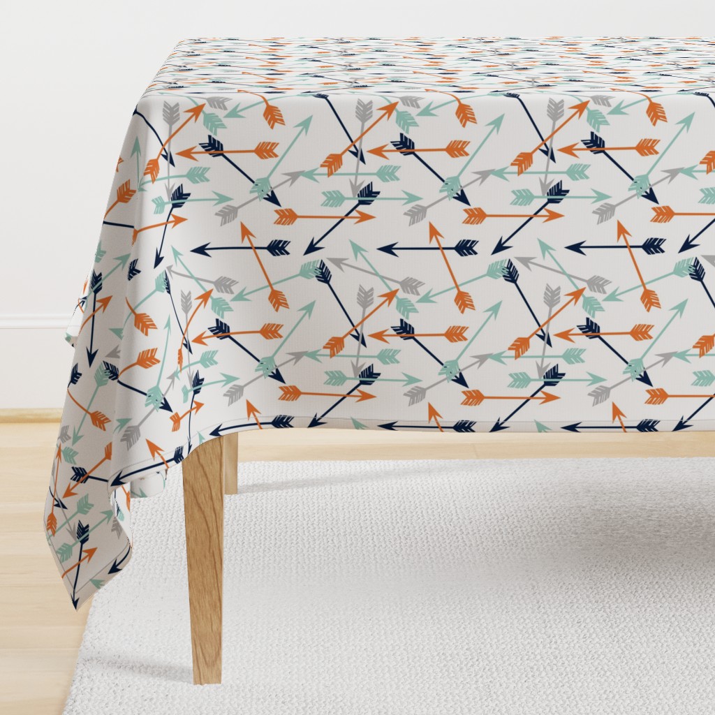 arrows scattered // orange mint grey navy boys print