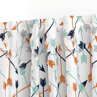 arrows scattered // orange mint grey navy boys print