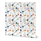 arrows scattered // orange mint grey navy boys print