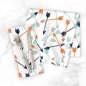 arrows scattered // orange mint grey navy boys print