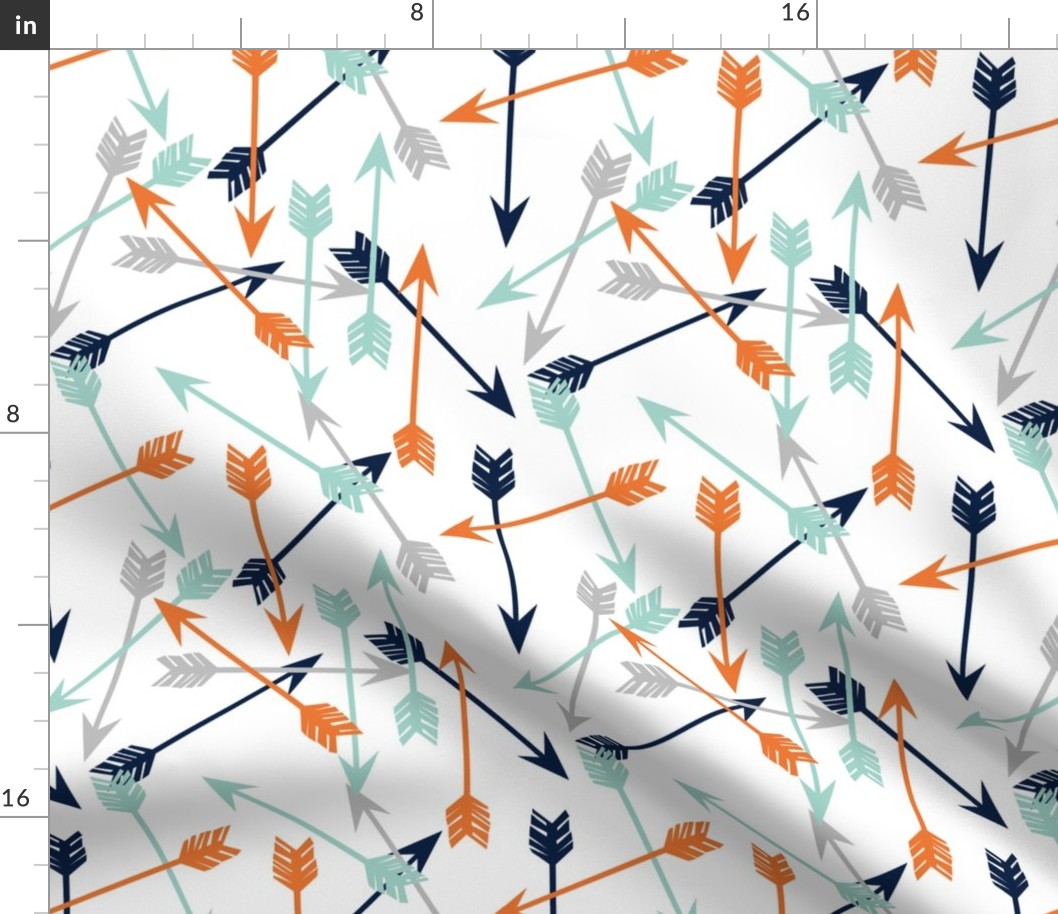 arrows scattered // orange mint grey navy boys print