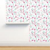 arrows scattered // pink hot pink grey mint girly pastel southwest girls room decor print