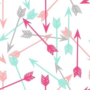 arrows scattered // pink hot pink grey mint girly pastel southwest girls room decor print