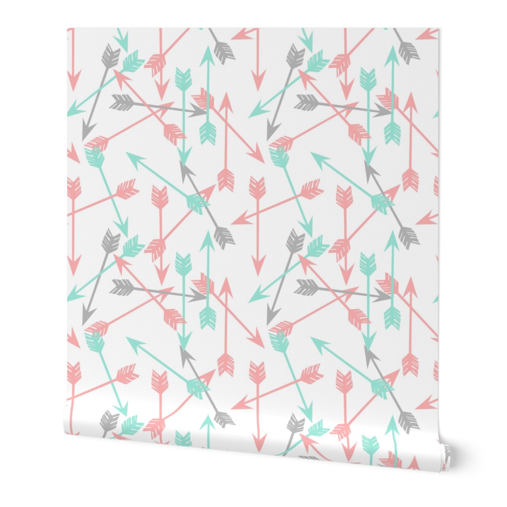 arrows scattered //  pink and mint scattered girly pastel arrows print southwest decor