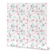 arrows scattered //  pink and mint scattered girly pastel arrows print southwest decor