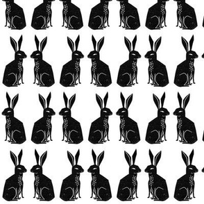 rabbit // bunny rabbit block print linocut black and white kids cute rabbits animals 