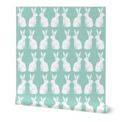 rabbits // bunny rabbits animal cute animal mint easter baby nursery kids block print