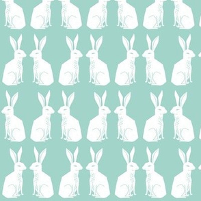 rabbits // bunny rabbits animal cute animal mint easter baby nursery kids block print