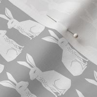 rabbit // block print easter kids grey nursery animal cute rabbits print