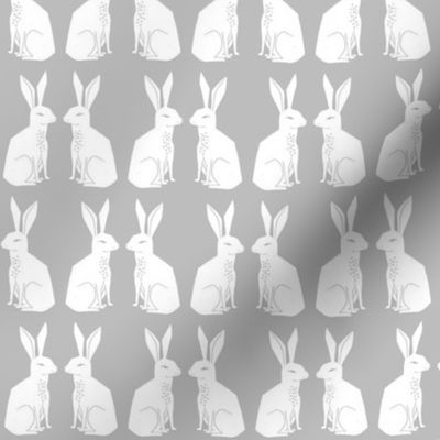 rabbit // block print easter kids grey nursery animal cute rabbits print