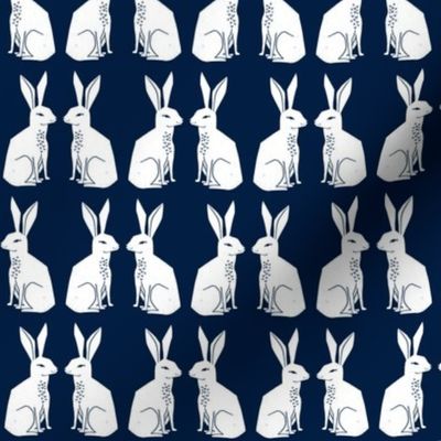 rabbit // block print navy bunny rabbit easter kids nursery baby