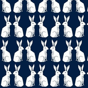 rabbit // block print navy bunny rabbit easter kids nursery baby