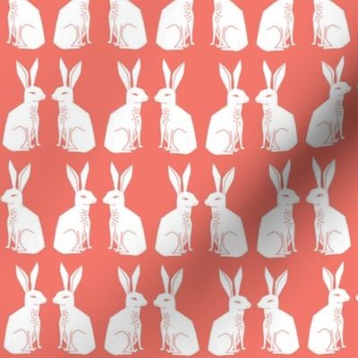 rabbit // block print coral nursery easter spring pastel 