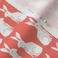 rabbit // block print coral nursery easter spring pastel 