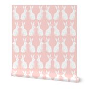 rabbit // block print pink pastel nursery baby girl sweet rabbits easter