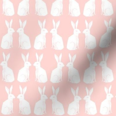 rabbit // block print pink pastel nursery baby girl sweet rabbits easter
