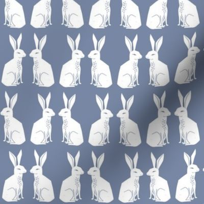 rabbit // block print blue easter kids nursery linocut andrea lauren