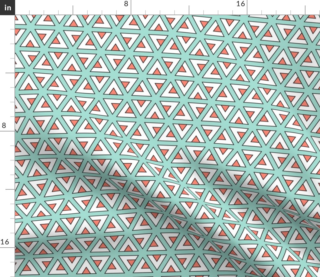 04834203 : teepee triangles : mint + coral