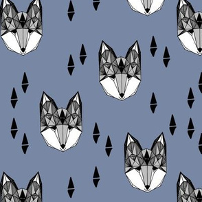 fox // fox head blue grey kids baby boy nursery kids foxes woodland animal geometric boys design
