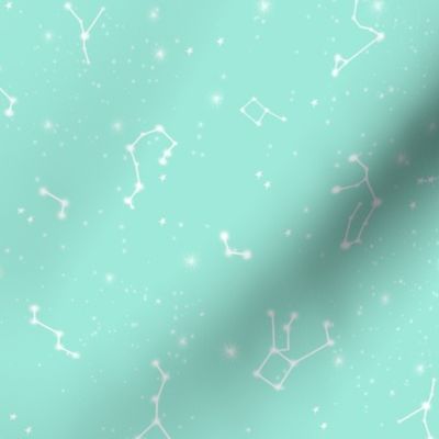 constellations // stars bright mint kids nursery baby pastel girls cute stars fabric print