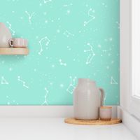 constellations // stars bright mint kids nursery baby pastel girls cute stars fabric print