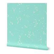 constellations // stars bright mint kids nursery baby pastel girls cute stars fabric print